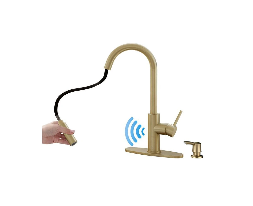 Casainc Pull Down Sprayer Kitchen Faucet with Touchless Sensor, Led