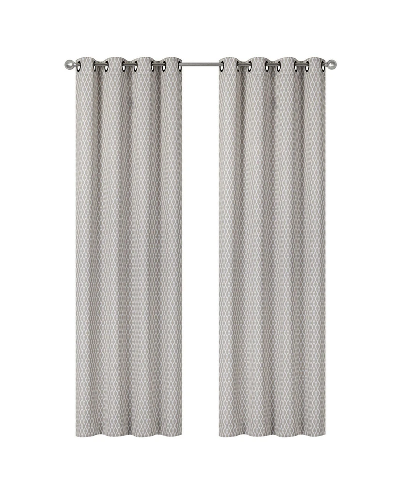 Kate Aurora 2 Pack Amari Contemporary Lattice Light Filtering Grommet Top Window Curtain Panels - Terracotta