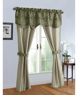 Kate Aurora 5 Piece Sheer Curtain & Valance Set - 52 in. W x 84 L, Blue/Gray