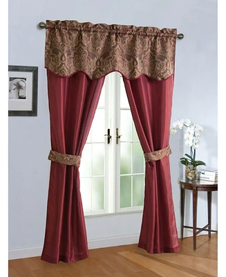 Kate Aurora 5 Piece Sheer Curtain & Valance Set - 52 in. W x 84 L, Blue/Gray