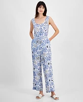 Charter Club Women's Printed Linen Pull-On Pants, Created for Macy's