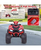 Gymax Kids Ride-On Atv 24V Battery Powered Electric Vehicle w/ Wireless Connection Music Radio Led Lights