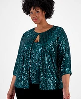 Alex Evenings Plus 2-Pc. Sequin Twinset