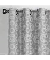 Kate Aurora Contemporary Woven Jacquard Modular Circles Grommet Top Single Window Curtain Panel - in