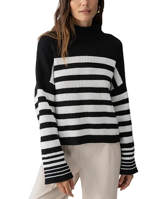 Sanctuary Women's Stay Cozy Striped Mock Neck Sweater