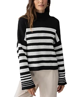 Sanctuary Women's Stay Cozy Striped Mock Neck Sweater