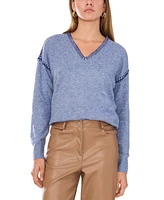 Vince Camuto Women's Whip-Stitch Trim V-Neck Sweater