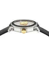 Versace Men's Swiss Black Leather Strap Watch 43mm