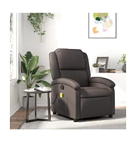 vidaXL Massage Recliner Chair Dark Brown Real Leather