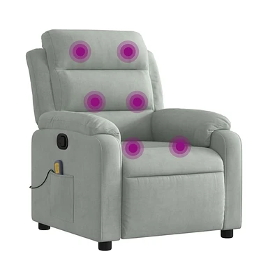 Massage Recliner Chair Light Gray Velvet