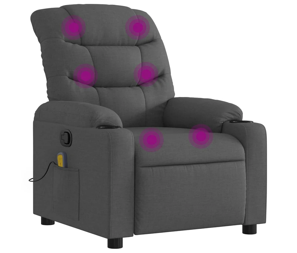 vidaXL Massage Recliner Chair Dark Gray Fabric