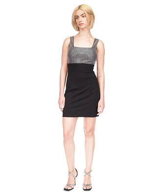 Michael Kors Women's Square-Neck Embellished Sleeveless Mini Dress