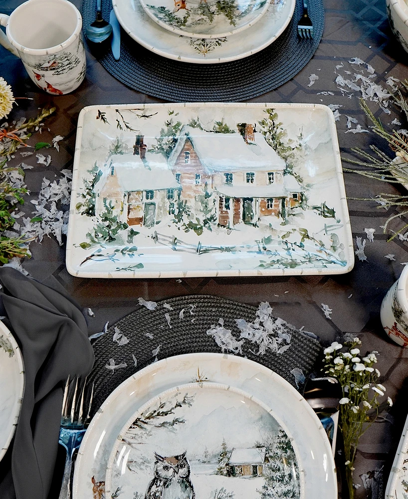 Certified International Winter's Frost Medium Rectangular Platter