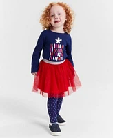 Epic Threads Toddler Girls Long Sleeve Present Graphic T Shirt Glitter Tulle Tutu Skirt Festive Sprinkle Print Leggings Created For Macys