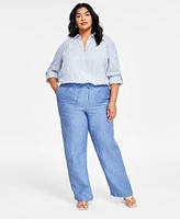 Charter Club Plus 100% Linen Pants, Exclusively at Macy's