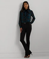 Lauren Ralph Women's Plaid Ruffle-Trim Georgette Blouse