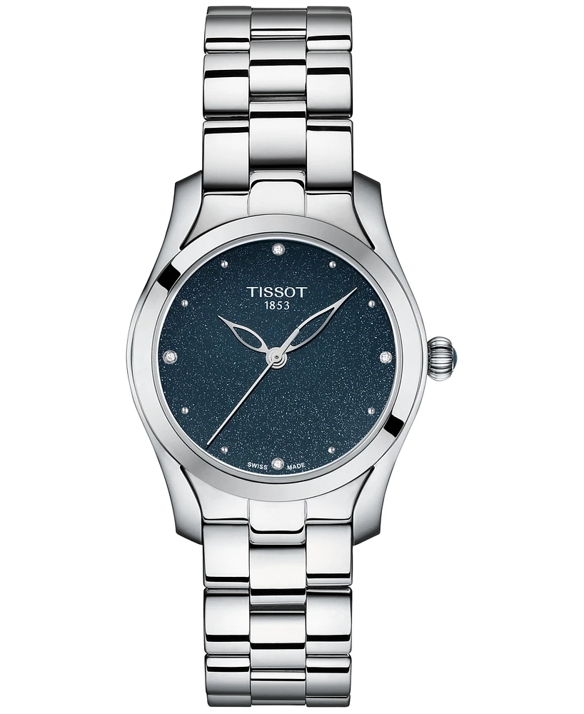 Tissot Women's Swiss T-Wave Diamond Accent Stainless Steel Bracelet Watch 30mm