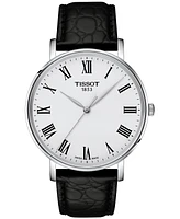 Tissot Men's Swiss Everytime Black Leather Strap Watch 40mm