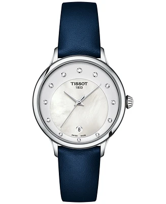 Tissot Women's Swiss Odaci-t Diamond (1/20 ct. t.w.) Blue Leather Strap Watch 33mm