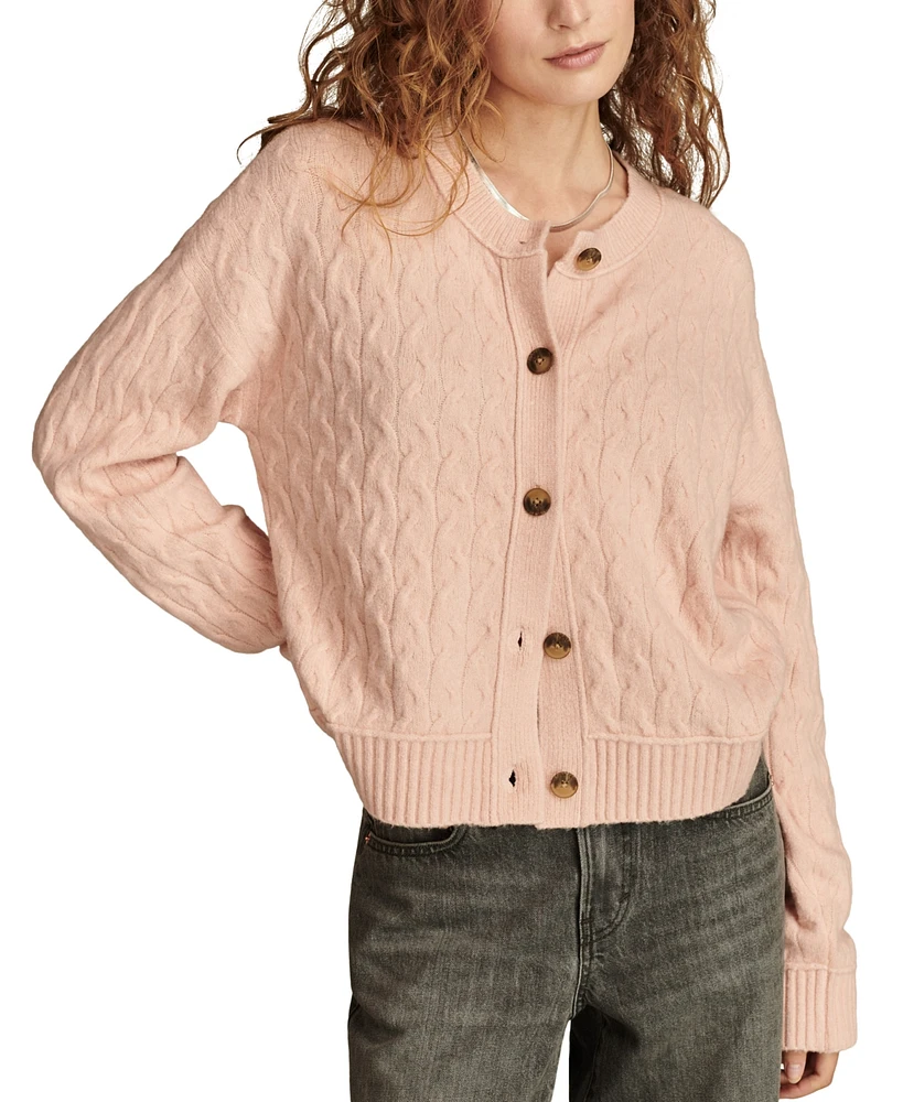 Lucky Brand Women's Slouchy Cable Knit Button-Front Cardigan