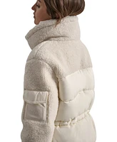 Dkny Jeans Women's Faux-Sherpa Puffer Mixed Coat - G0H