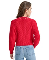 Dkny Jeans Women's Crystal-Embellished Raglan-Sleeve Sweater