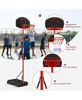 Sugift Adjustable Basketball Hoop System Stand Portable with 2 Wheels Fillable Base