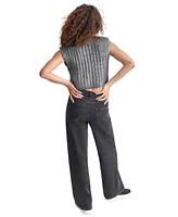 Dkny Jeans Women's Foiled Knit Cropped Sweater Vest