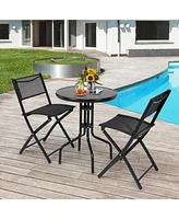 Sugift 3 Pieces Folding Bistro Table Chairs Set for Indoor and Outdoor