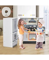 Wooden Chef Play Kitchen and Refrigerator with Realistic Range Hood and Roaster