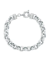 Simona Sterling Silver, Heavy Chain Link Cz Bracelet