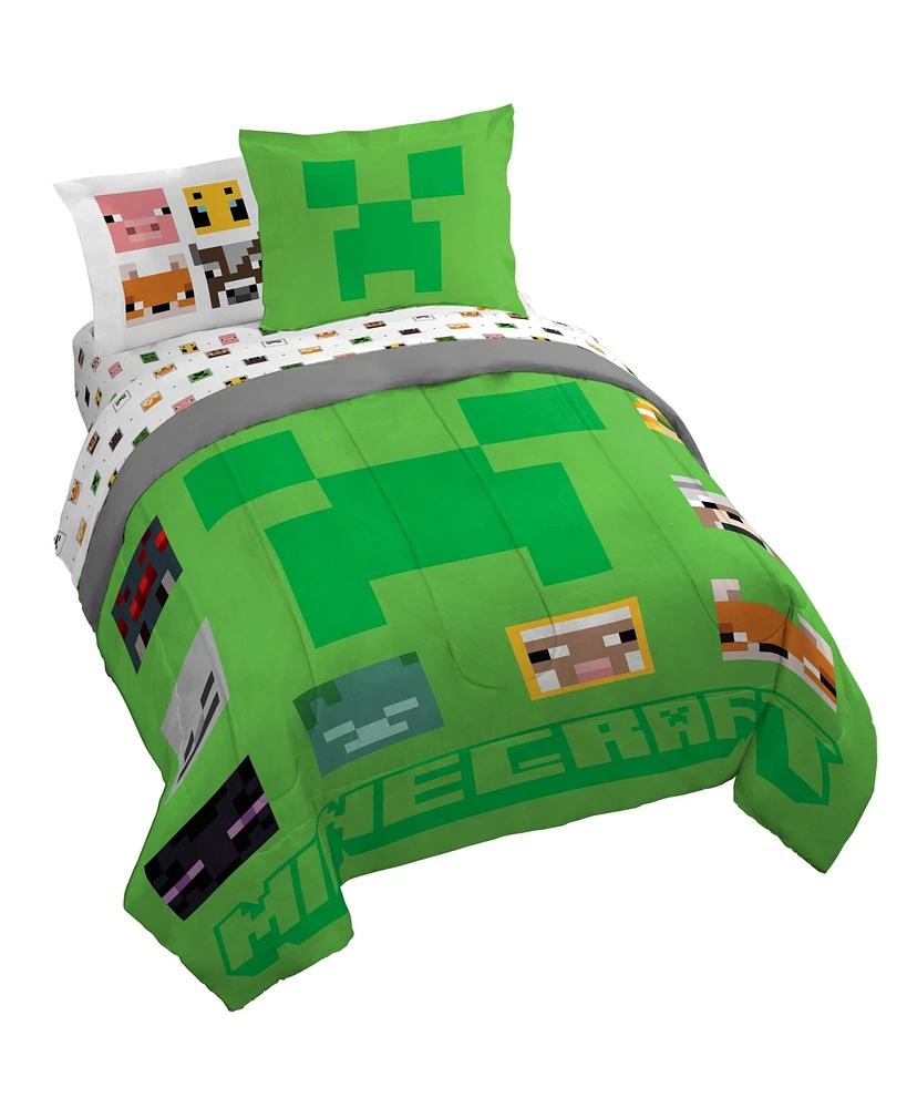 Sunny Side Up Minecraft Creeper Full Bed Set with Sham