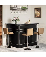 Tribesigns Bar Cabinet, L-Shaped Home Table with Stemware Racks