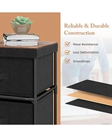 Sugift 2-Drawer Nightstand with Removable Fabric Bins and Pull Handles