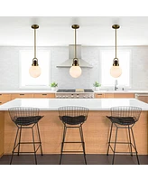 Moose Modern Pendant Lights with Stem Milk Globe Glass Gold Finish