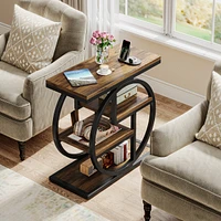 Tribesigns End Table for Living Room, 4-Tier Narrow Side Table with Storage Shelves, Industrial Bedside Table for Bedroom, Wood Small Sofa Side Table