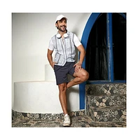 Men's Sky Blue & Midnight Black Fish Eye Ethnic Shirt