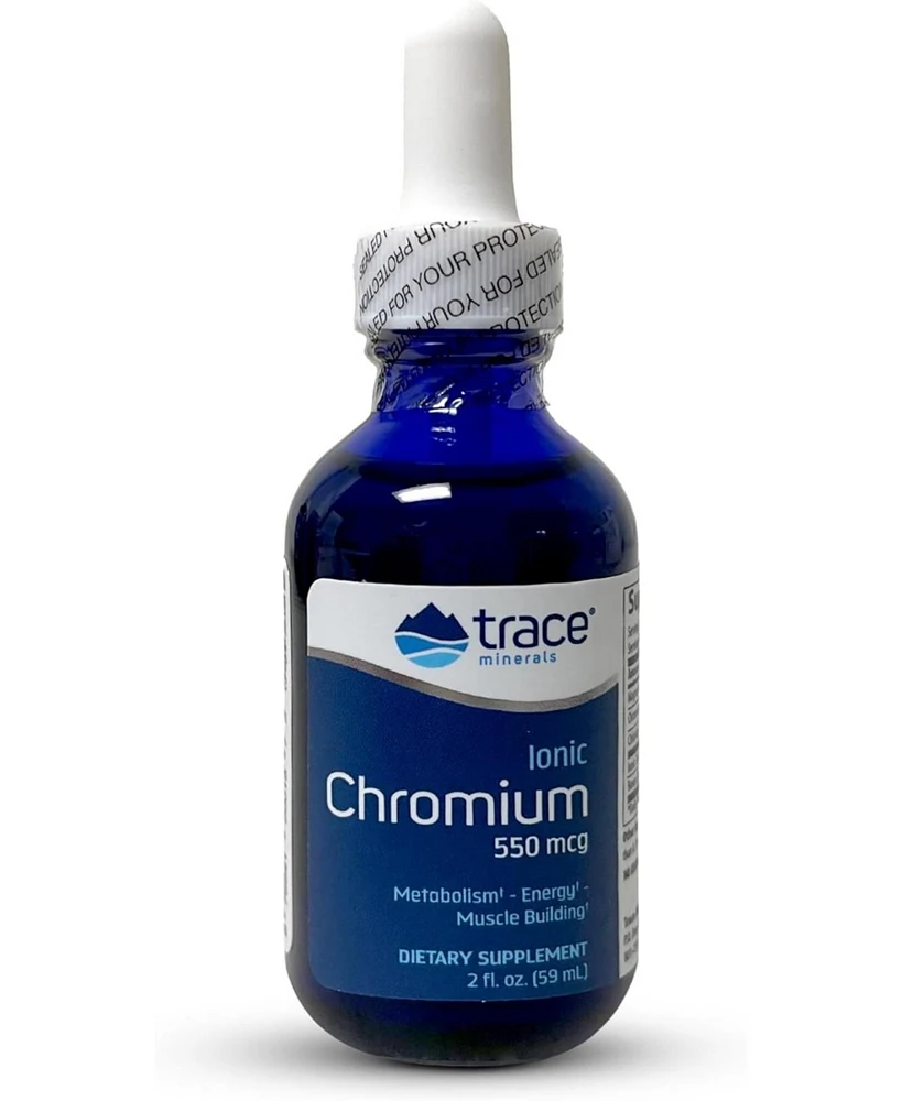 Trace Minerals Liquid Ionic Chromium | 550 mcg Supports Normal Brain Function | Non-gmo, Gluten Free | 2 fl oz