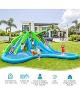 Sugift Inflatable Crocodile Style Water Slide Upgraded Kids Bounce Castle with 780W Blower