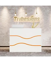 Tribesigns Modern Reception Desk with 7-Color Led Lights, 55.12