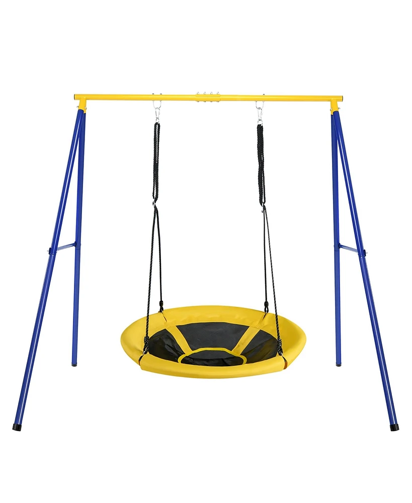 Costway Extra Large Heavy Duty A-Frame Steel Swing Stand Set 40” Nest Tree Swing Yellow