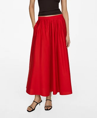 Mango Women's Pleated Midi Skirt