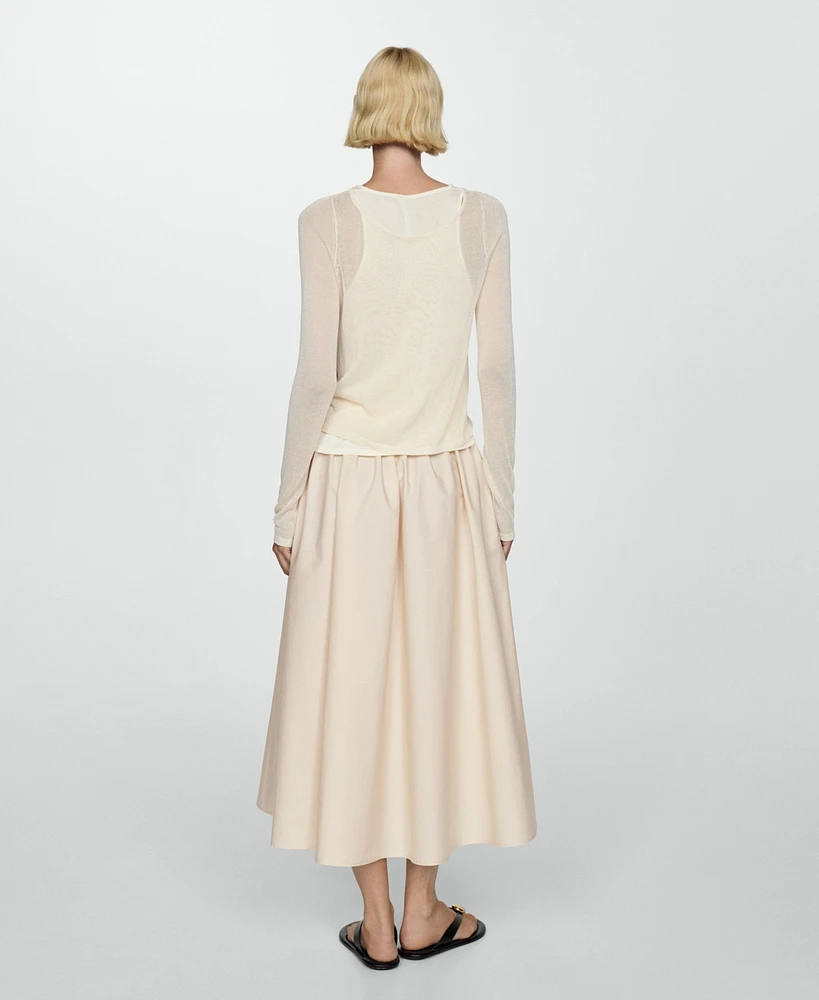 Mango Women's Pleated Midi Skirt