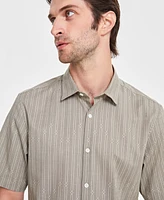 Alfani Men's Lobby Elevator Regular-Fit Stripe Button-Down Shirt, Created for Macy's