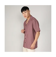 Campus Sutra Men's Mocha Brown Embroidered Twist Shirt