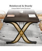 Tribesigns 63 Inch Executive Desk, Large Office Computer Desk with Thick Wooden Tabletop and Metal Frame, Modern Simple Workstation Writing Table Stud