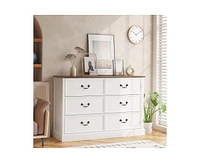 gaomon 6 Drawer Double Dresser,Modern Farmhouse Chest of Drawers for Bedroom