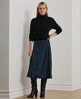 Lauren Ralph Women's Plaid Satin Charmeuse Midi Skirt