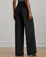 Lauren Ralph Women's Striped Wool-Blend Twill Wide-Leg Pants