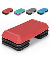 Skonyon 29 Inch Adjustable Workout Fitness Aerobic Stepper Exercise Platform-Red